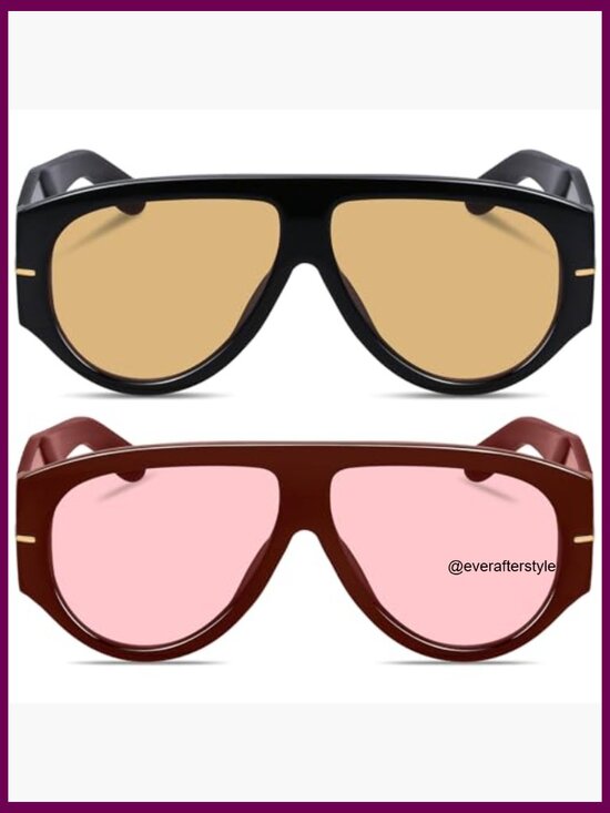 Oversized Retro Aviator Sunglasses with UV400 Protection main image 3